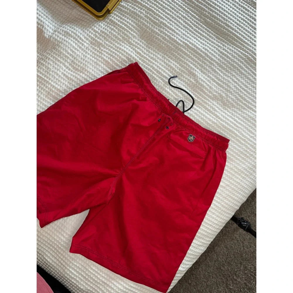 Nat Nasty Swim Trunks Mens Large Red‎ Elastic Waist Drawstring Board Shorts